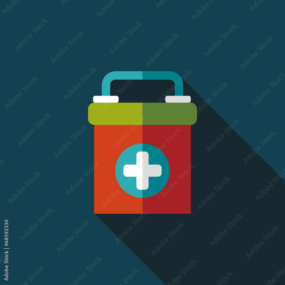 Obraz premium first aid kit flat icon with long shadow