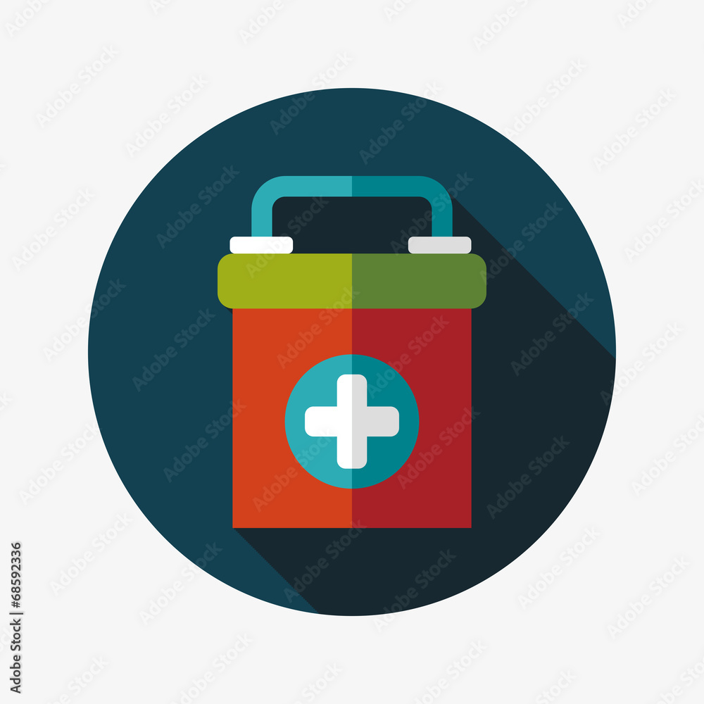 Obraz premium first aid kit flat icon with long shadow