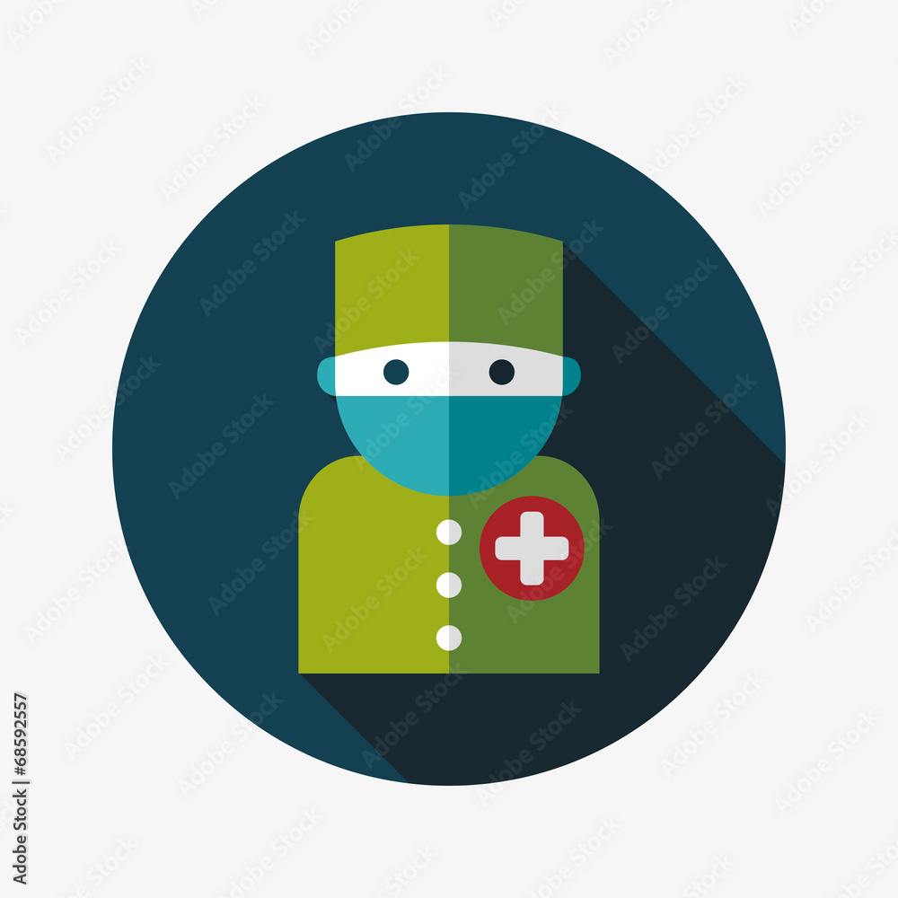 medical people with stethoscopes flat icon with long shadow