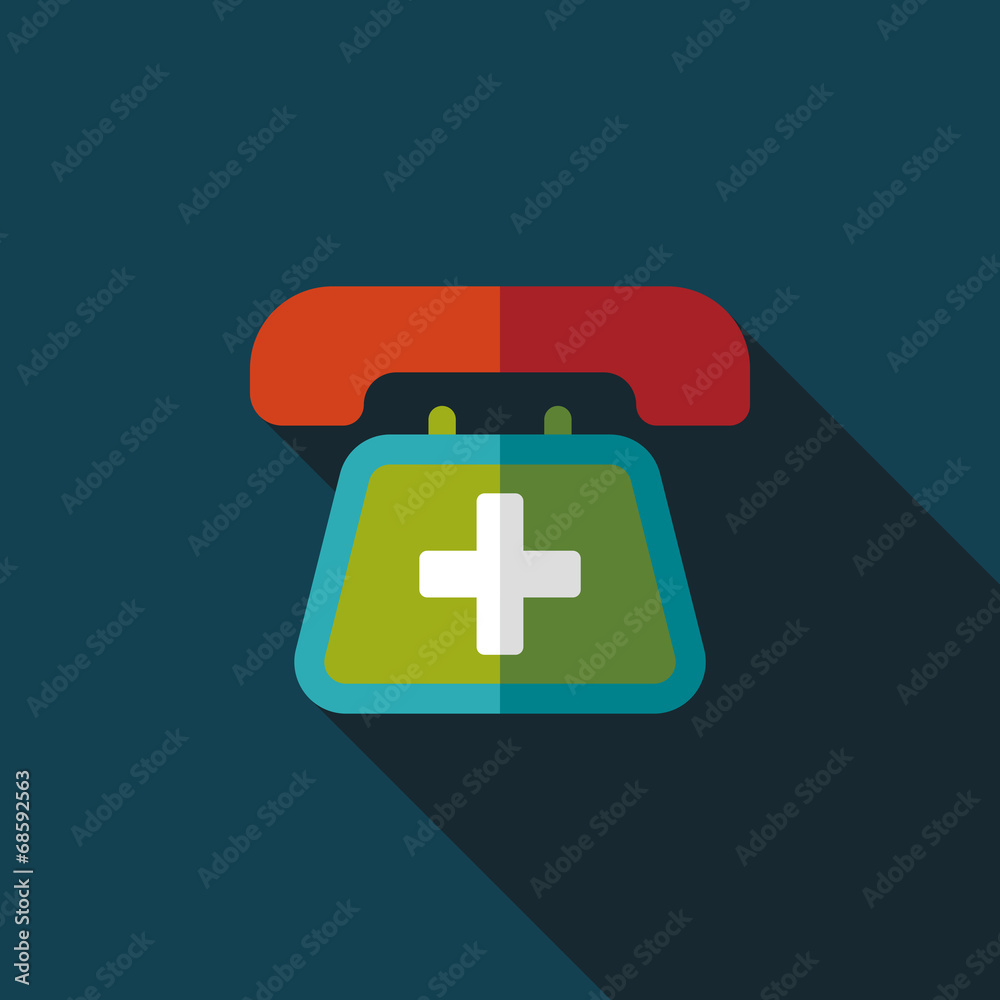 Obraz premium emergency call flat icon with long shadow