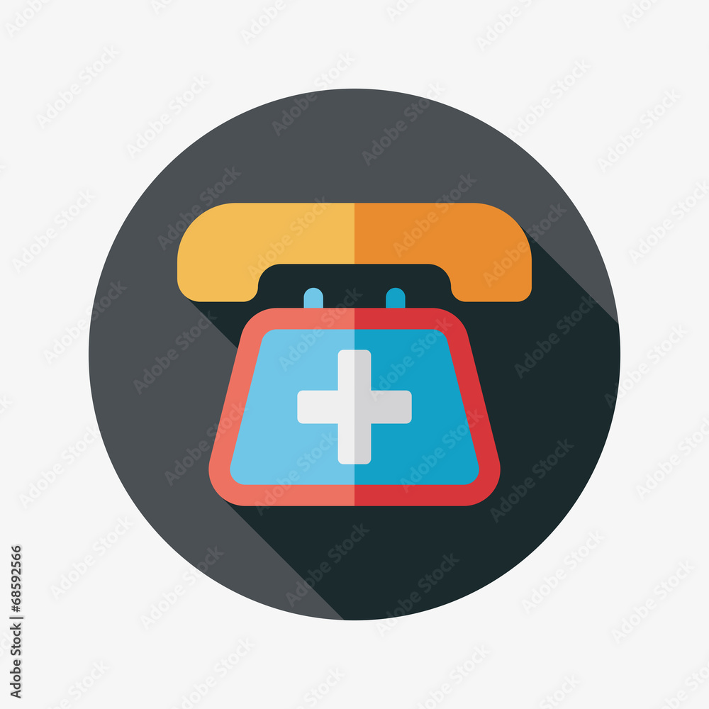 Obraz premium emergency call flat icon with long shadow