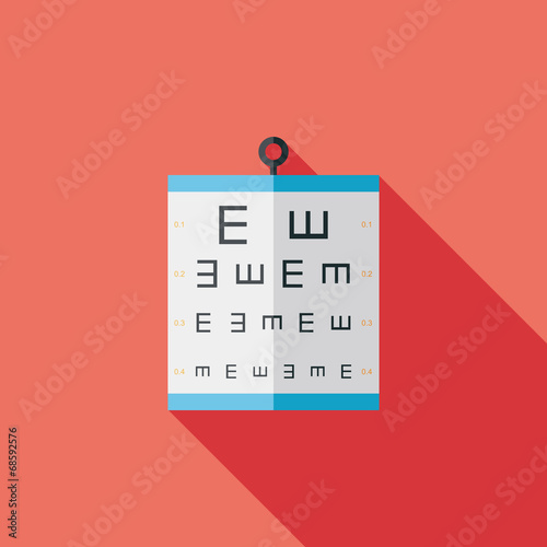 eye test chart flat icon with long shadow