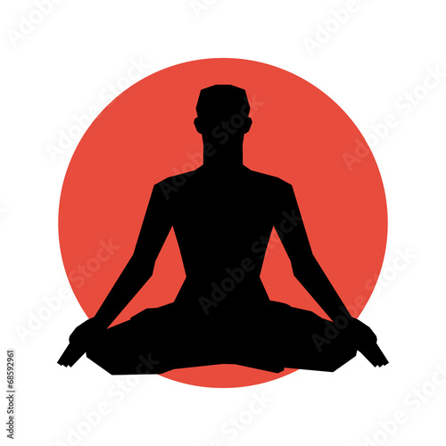 Human silhouette in yoga pose.  Vector illustration. Background.