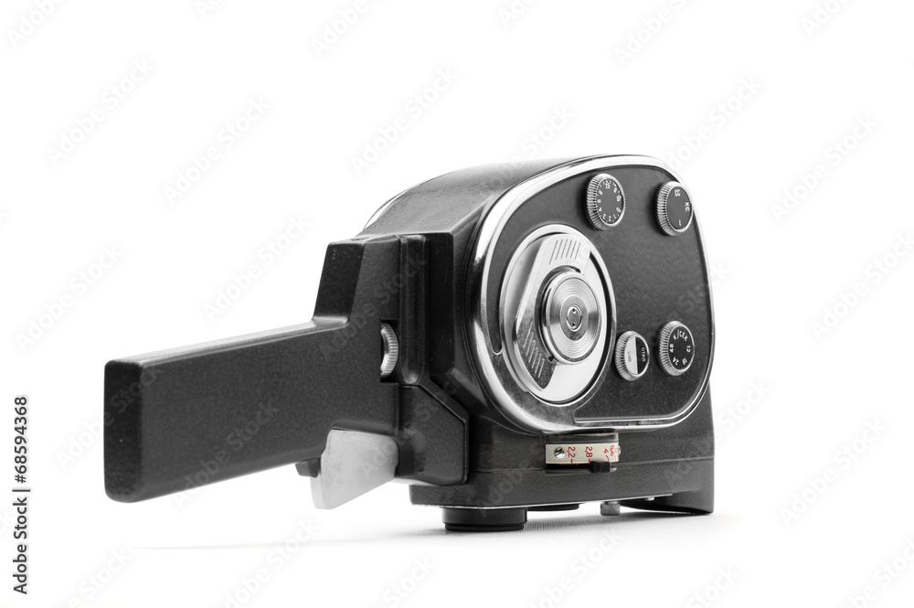 Old 8mm Video Camera on white isolated background Old 8mm Video Camera on white isolated background