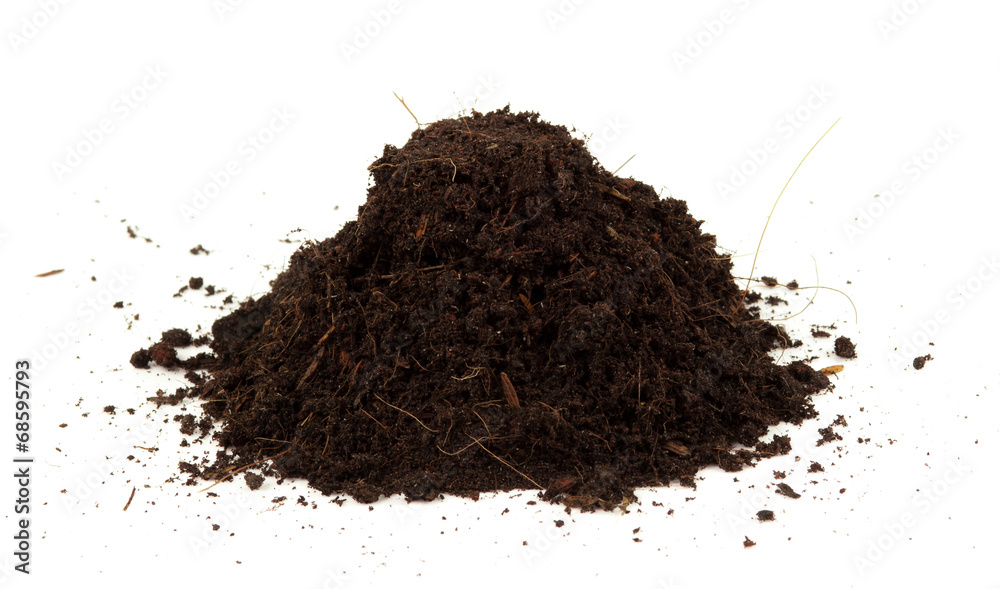 Pile heap of soil humus isolated on white background Pile heap of soil humus isolated on white background