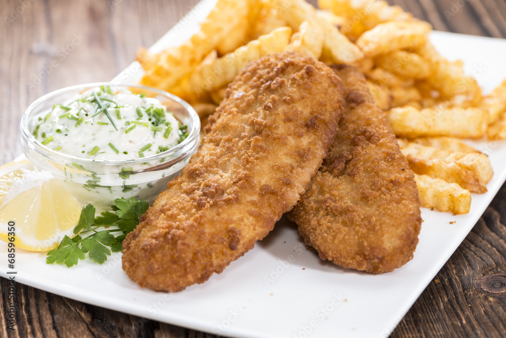 Fried Salmon Filet with French Fries Fried Salmon Filet with French Fries