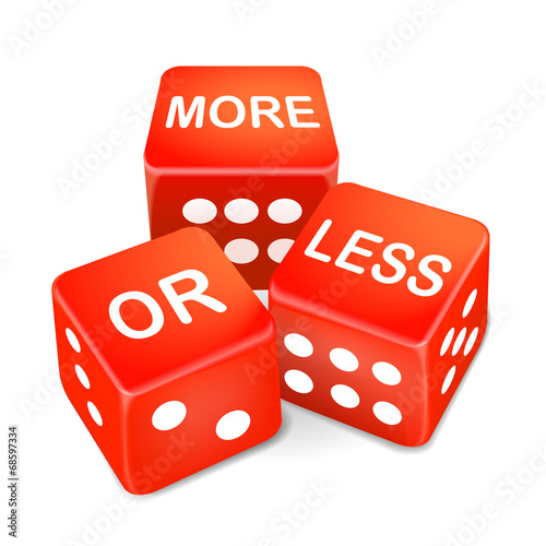 more or less words on three red dice