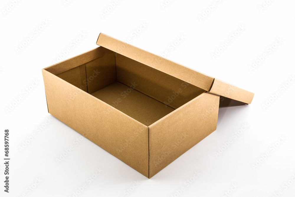 Brown shoe box on white background with clipping path. Brown shoe box on white background with clipping path.