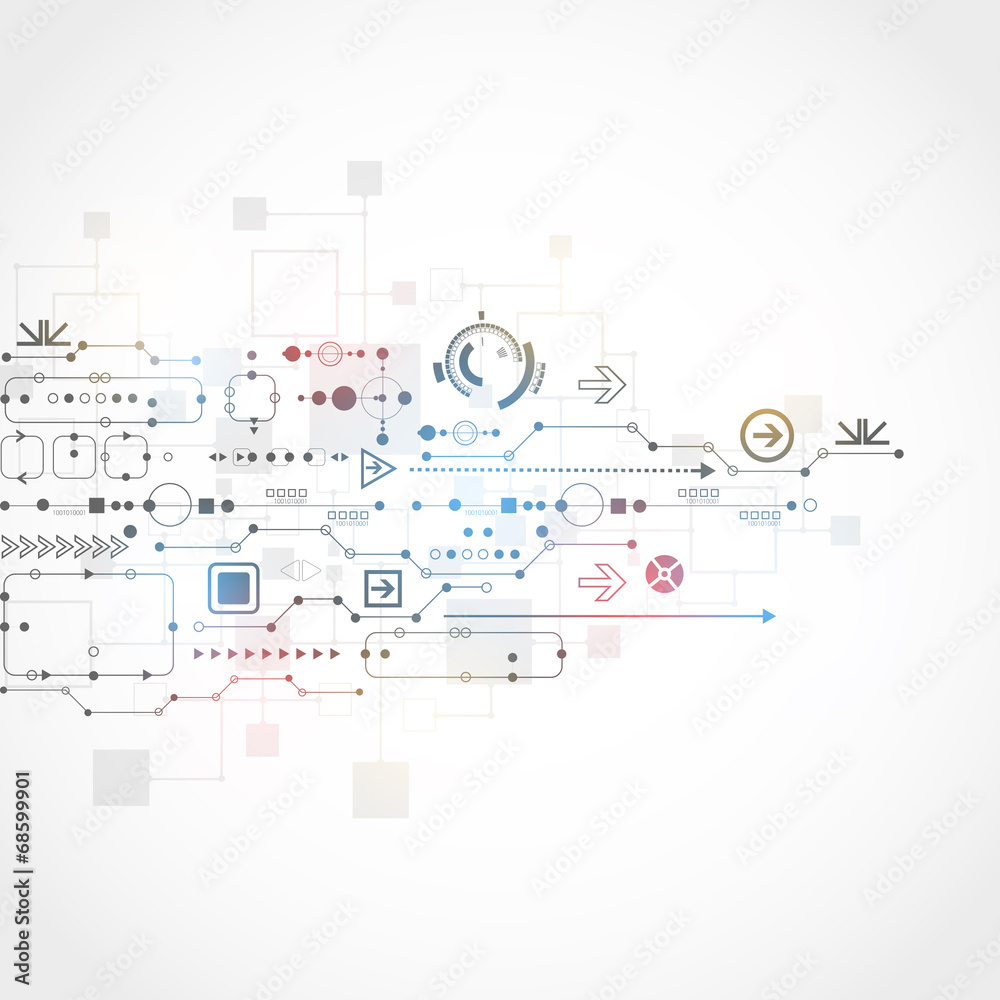 Abstract technological background with various technological ele Abstract technological background with various technological ele
