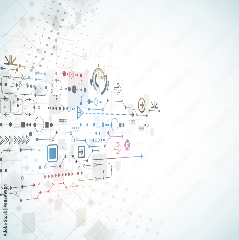 Abstract technological background with various technological ele Abstract technological background with various technological ele