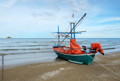 Fisherman boat on the beach, Huahin, Thailand