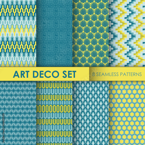 Vintage Art Deco Background Set - 8 seamless patterns for design