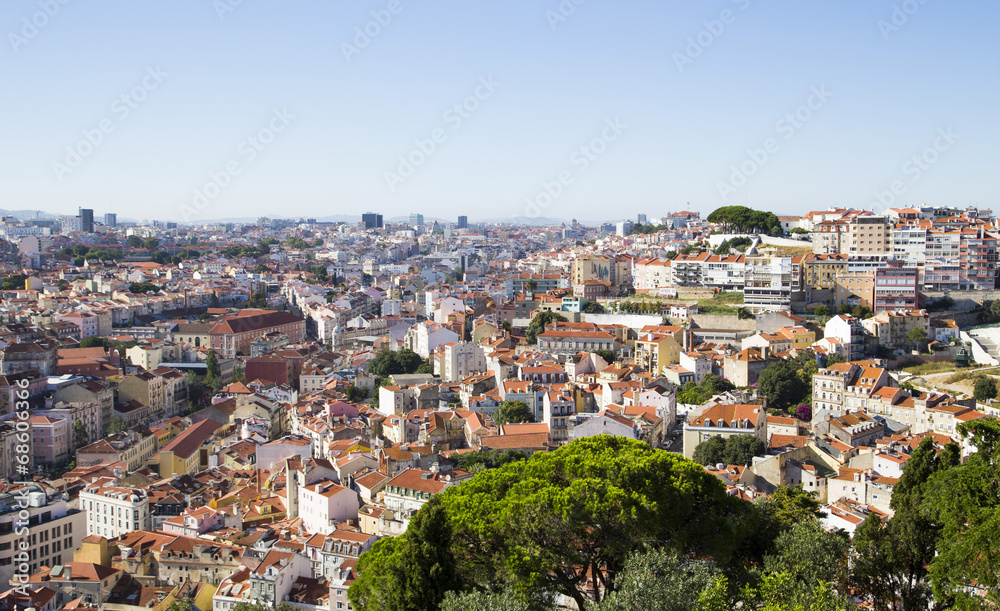 Panorama of Lisbon historical city, Portugal
