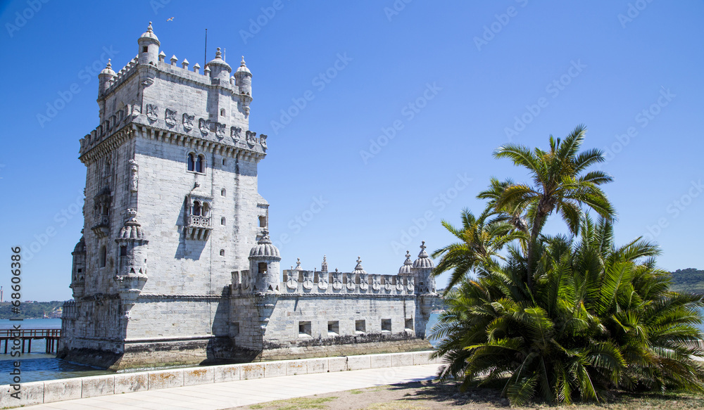 Belem Tower on the Tagus river, in Lisbon, Portugal