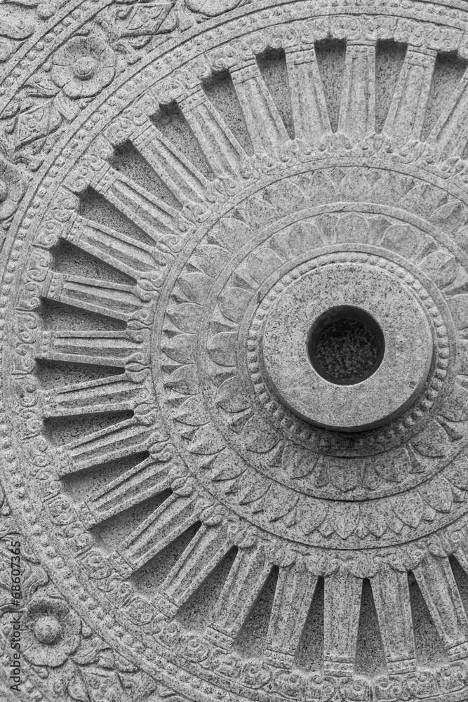 Stone Wheel of Dharma in Wat Phra Si Mahathat