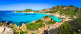 Beautiful coastline beach panorama in Maddalena islands, Italy