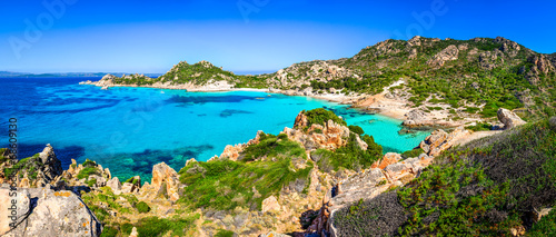 Beautiful coastline beach panorama in Maddalena islands, Italy