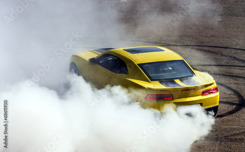 Luxury yellow sport car