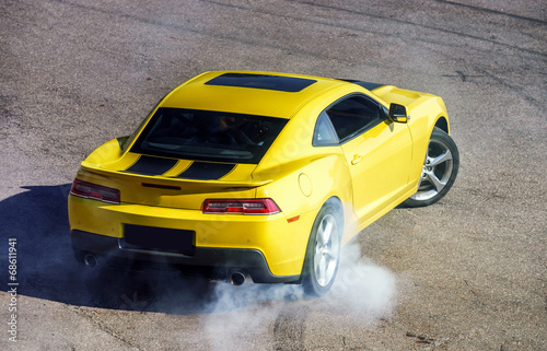 Luxury yellow sport car