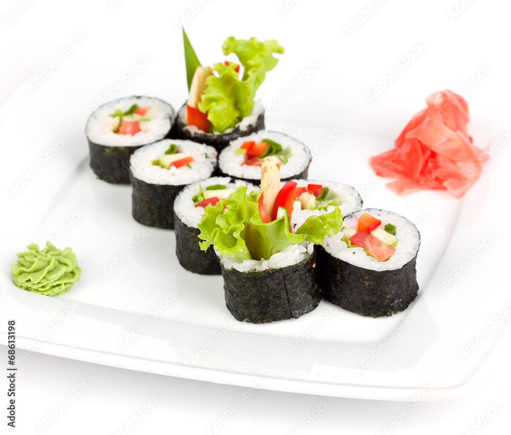 vegetarian roll with cucumber and pepper vegetarian roll with cucumber and pepper