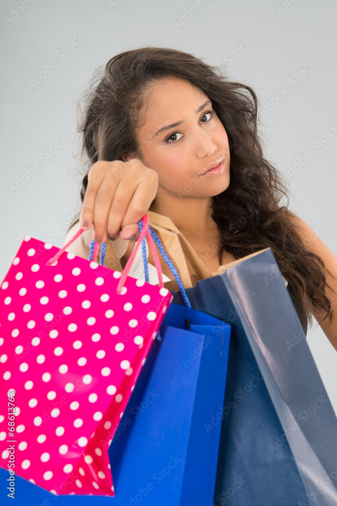 attractive woman with shopping bags attractive woman with shopping bags
