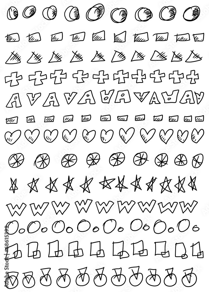 Hand drawn doodle line border set and design element pattern