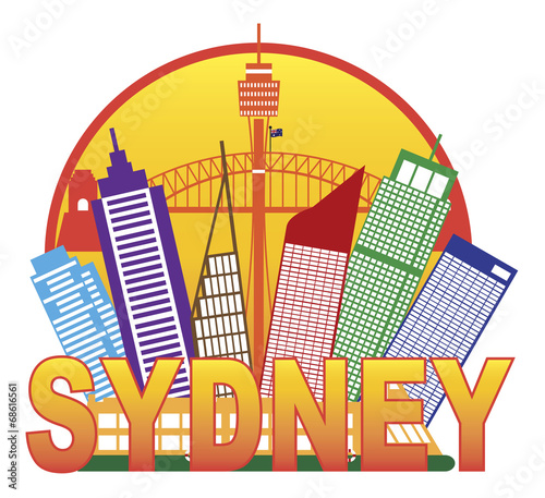 Sydney Australia Skyline Circle Color Vector Illustration