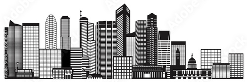 Singapore City Skyline Black and White Vector Illustration