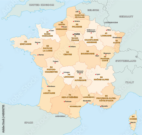 Administrative Karte von Frankreich
