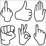 Human Hand collection, different hands gestures signals and