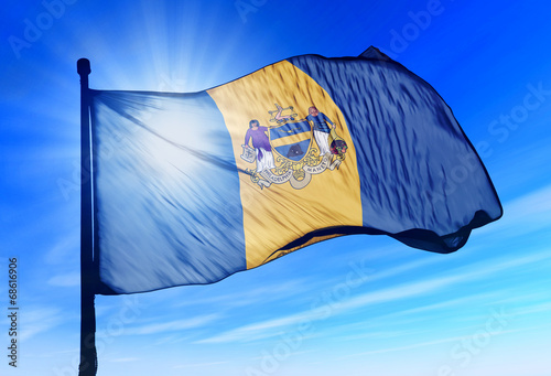 Philadelphia, Pennsylvania (USA) flag waving on the wind