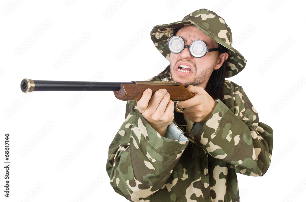 Funny soldier isolated on the white Funny soldier isolated on the white