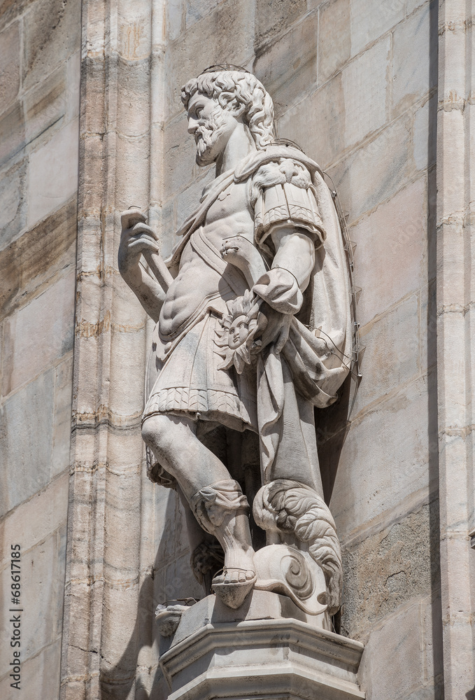 Fototapeta premium Monuments at facade of the Cathedral of Milano, Duomo di Milano,