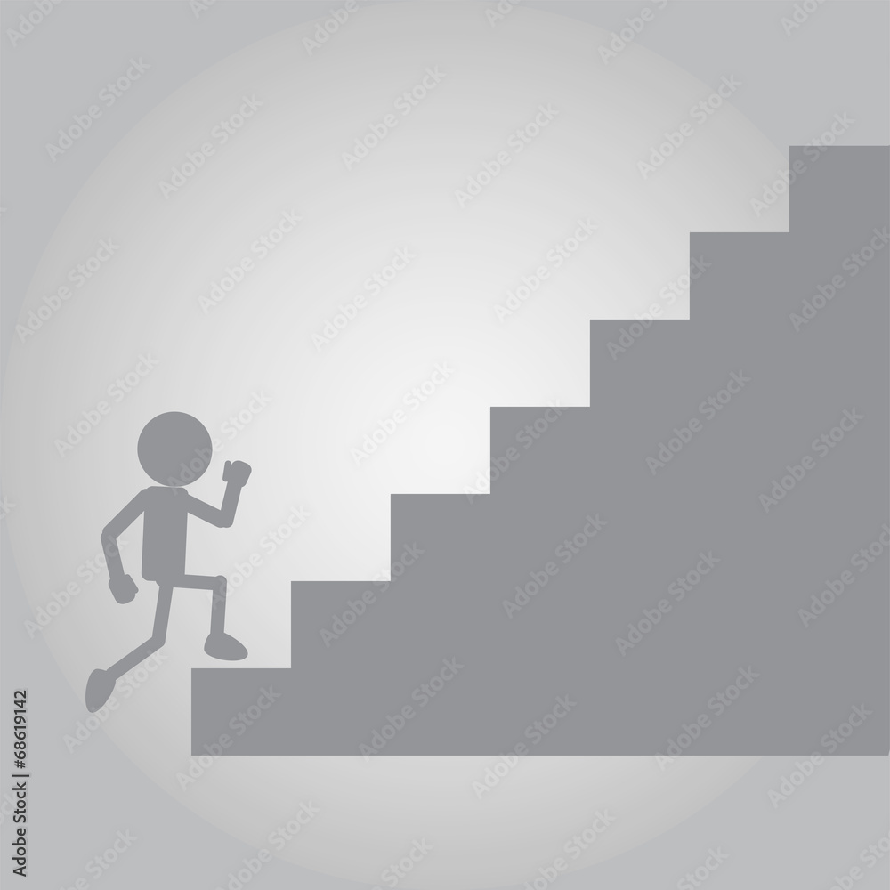 Flat Man Running on up stair of Challenge Flat Man Running on up stair of Challenge