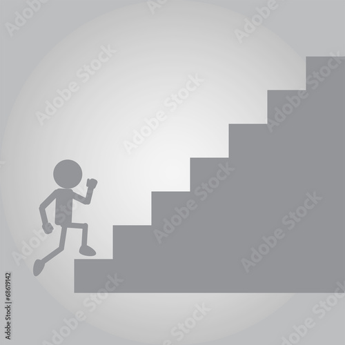 Flat Man Running on up stair of Challenge