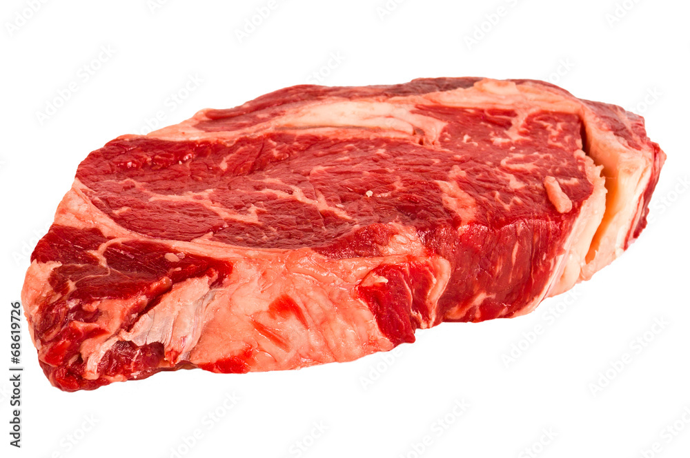 Fototapeta premium Ribeye steak isolated on white background