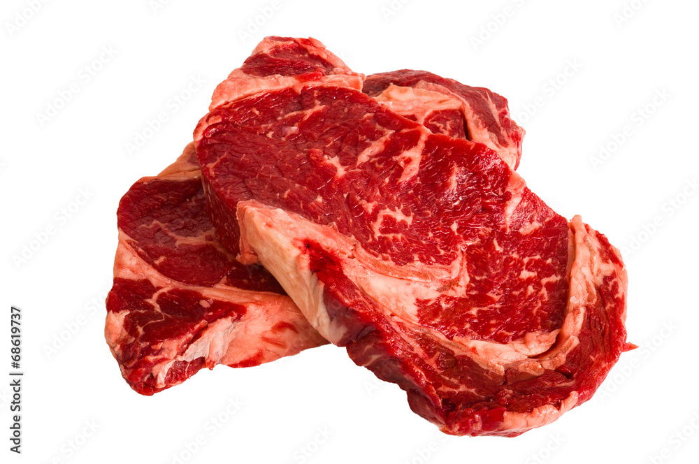 Ribeye steaks isolated on white background Ribeye steaks isolated on white background