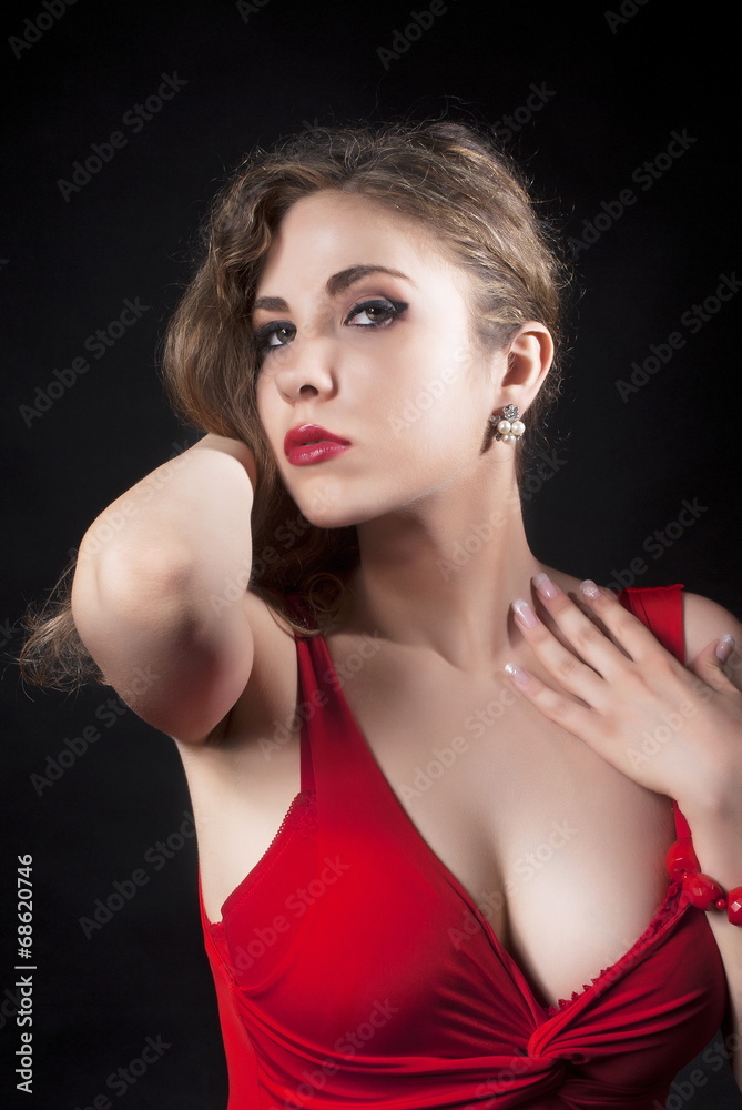 Attractive Sexy Young Woman In Red Dress Attractive Sexy Young Woman In Red Dress