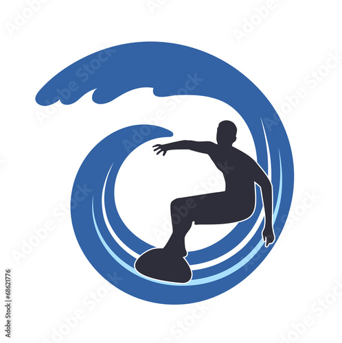 surfer on waves an illustration on a white background