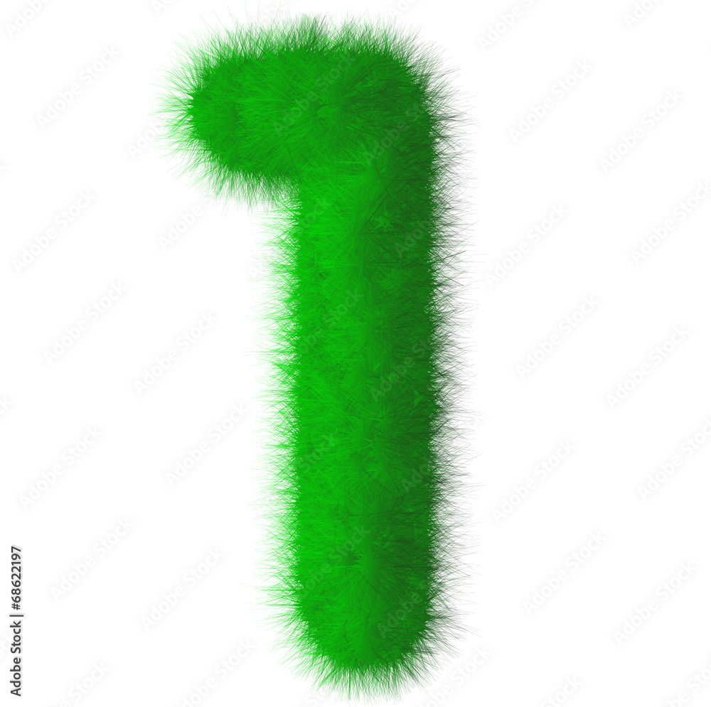Green grass font number 1,eco font isolated on white background Green grass font number 1,eco font isolated on white background