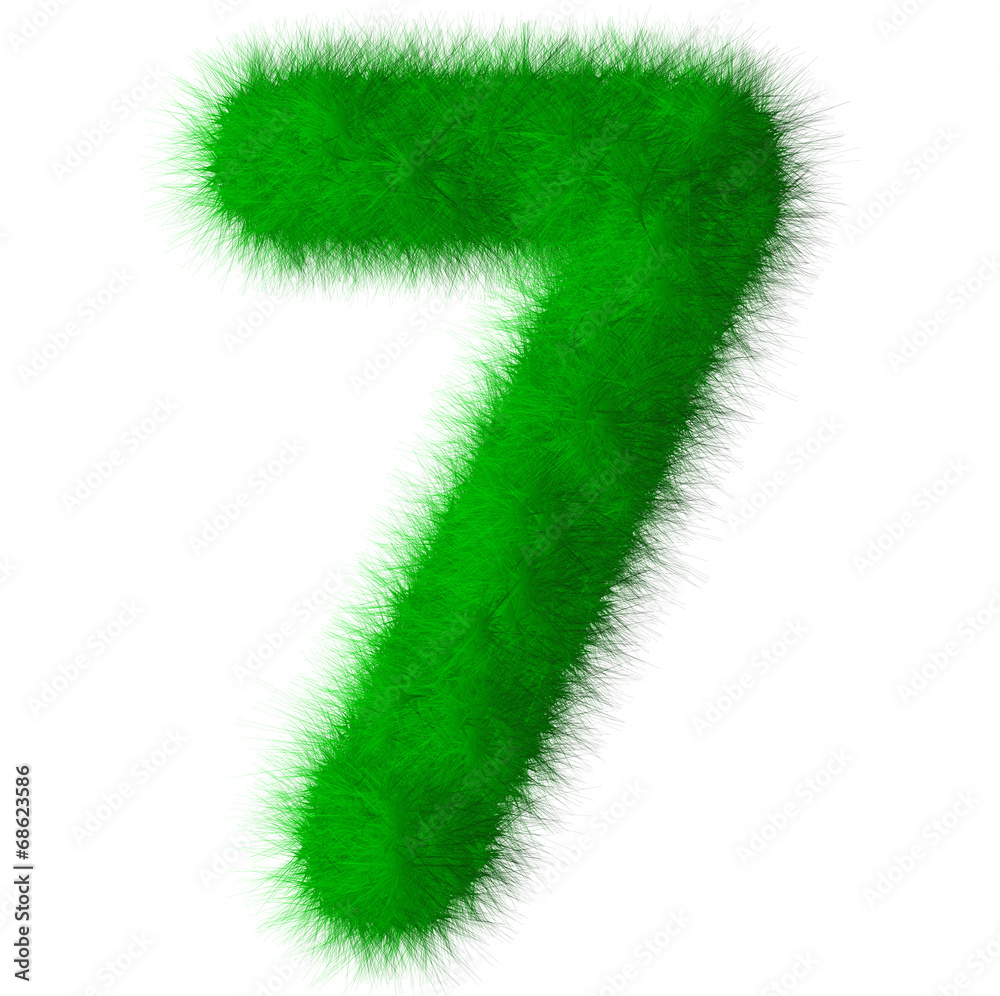 Green grass font number 7,eco font isolated on white background Green grass font number 7,eco font isolated on white background