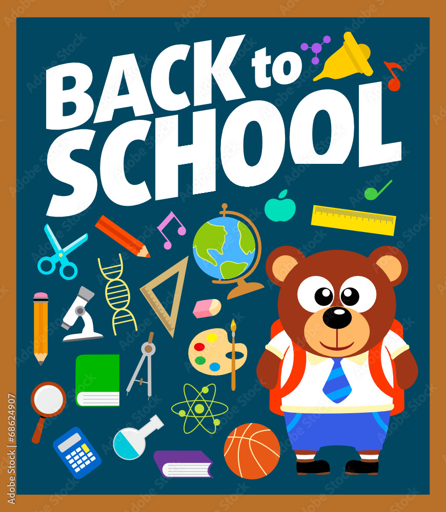 Fototapeta premium Back to school background with bear vector