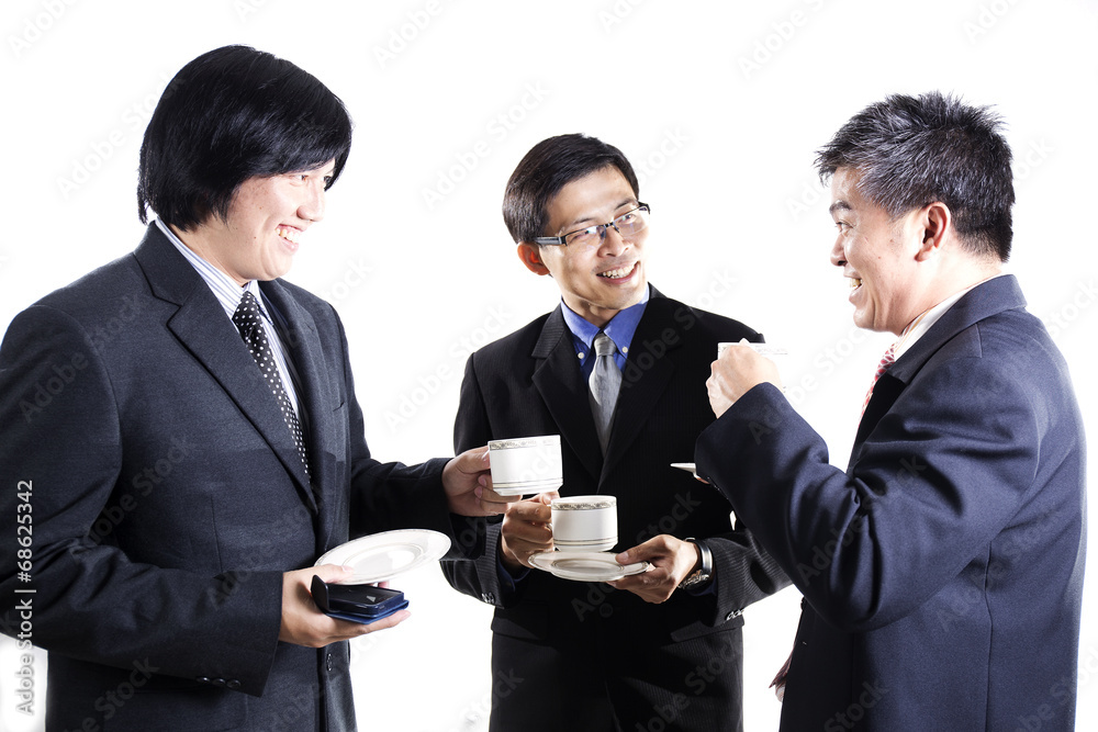 Three Asian business man with coffee break Three Asian business man with coffee break