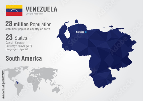Venezuela world map with a pixel diamond texture.
