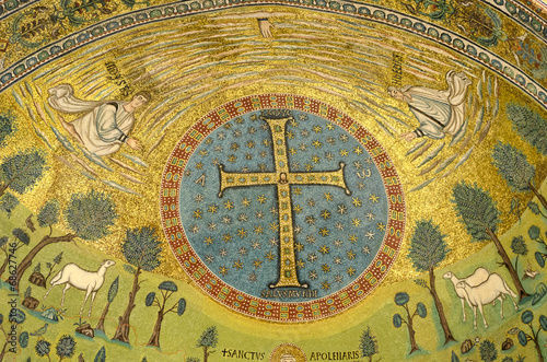 Cross mosaic details, Sant'Apollinare in classe basilica photo