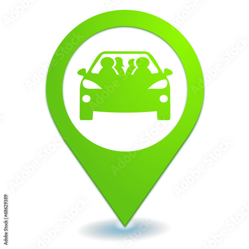 covoiturage sur symbole localisation vert