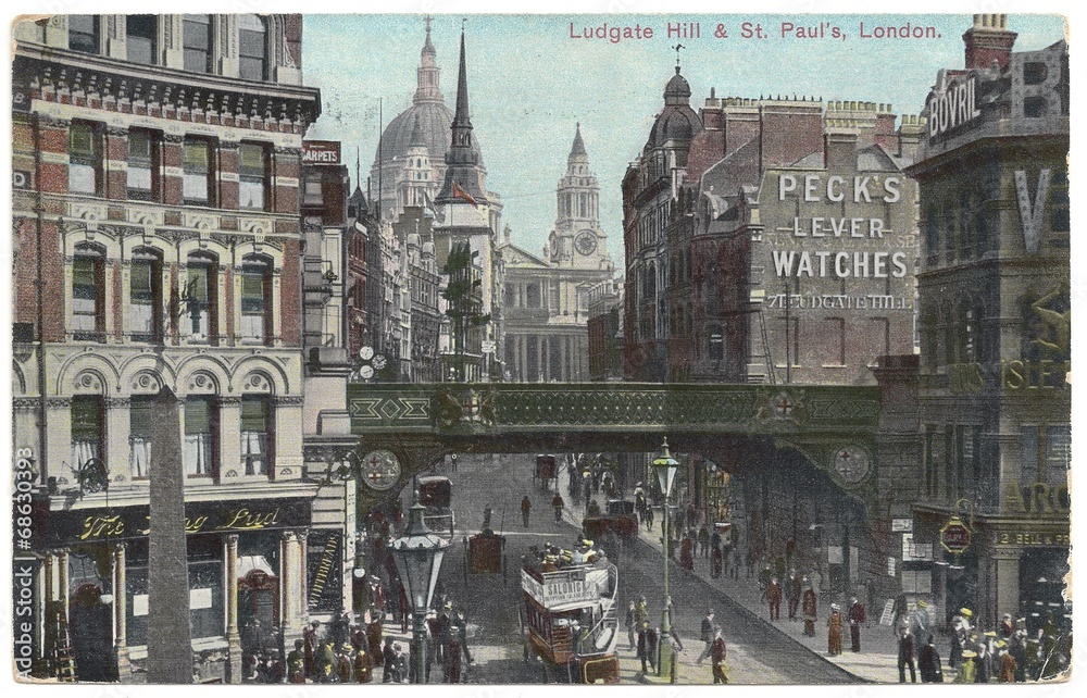 London, Ludgate Hill + St. Paul´s 1910 (hist. Postkarte)