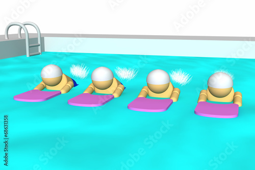 プールで練習する