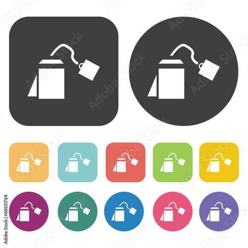 Can openers icons set. Round and rectangle colourful 12 buttons.