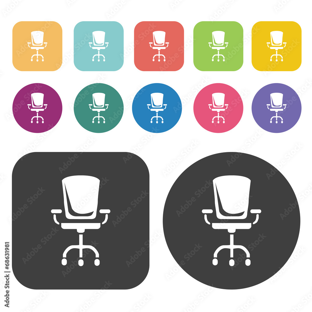 CEO boss chair icon set. business symbol. Round and rectangle co